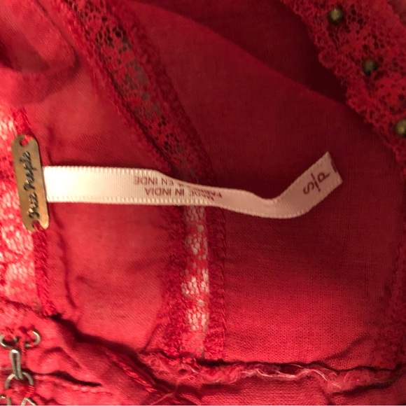 Free People Red Lace-Trimmed Blouse - Picture 3 of 3